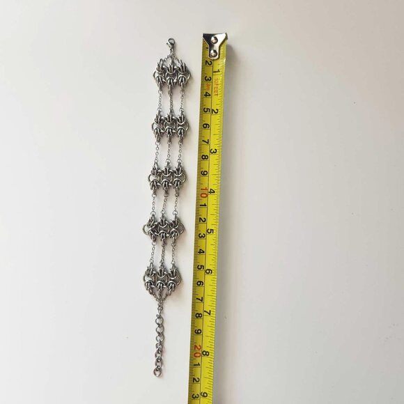 Vintage gothic chainmail silver barbed wire bracelet - Picture 6 of 8